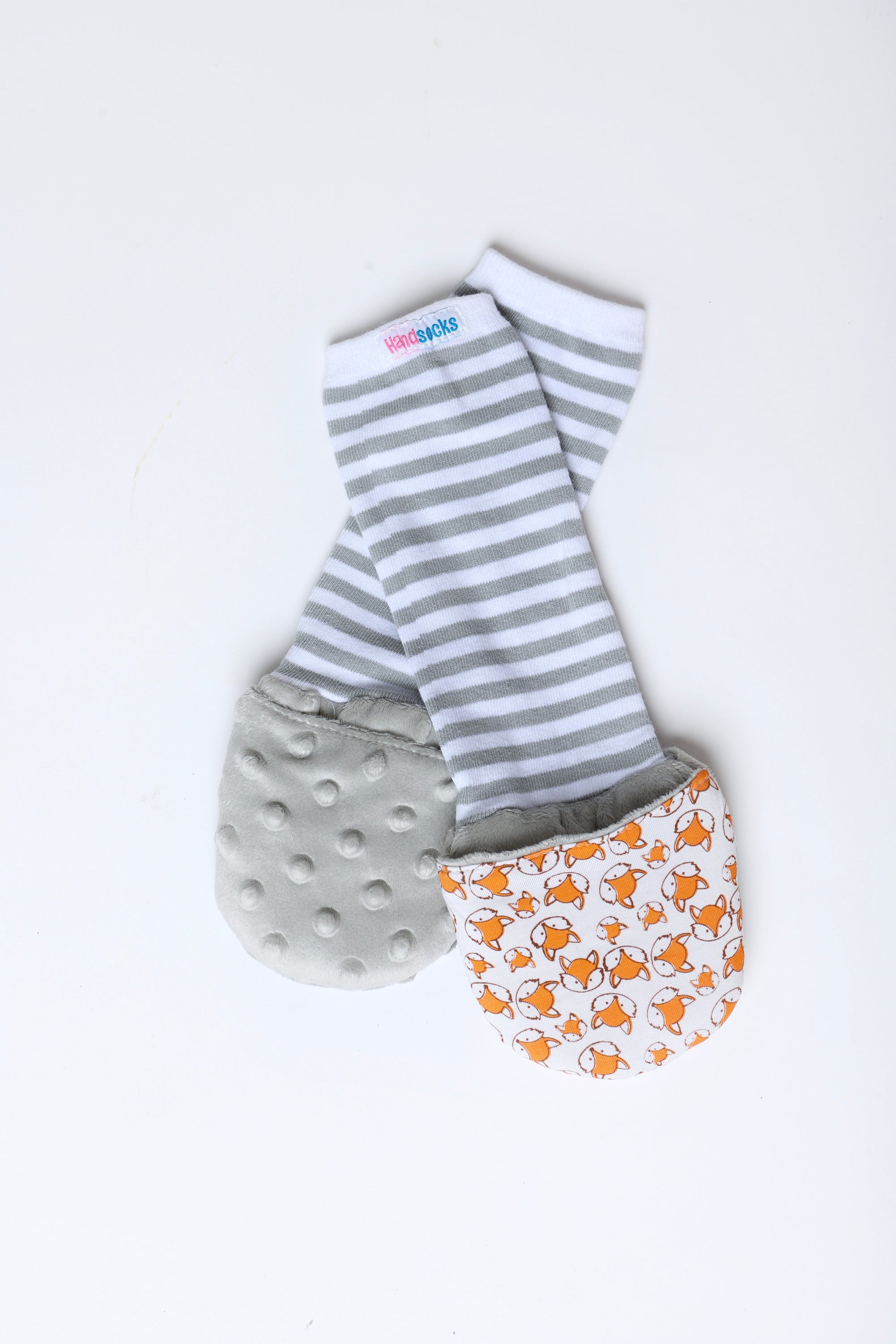 Handsocks 1006 FELIX (Fox w/Grey) Plush Stay-On Strap-Free No-Scratch Warm Baby & Kid Mittens