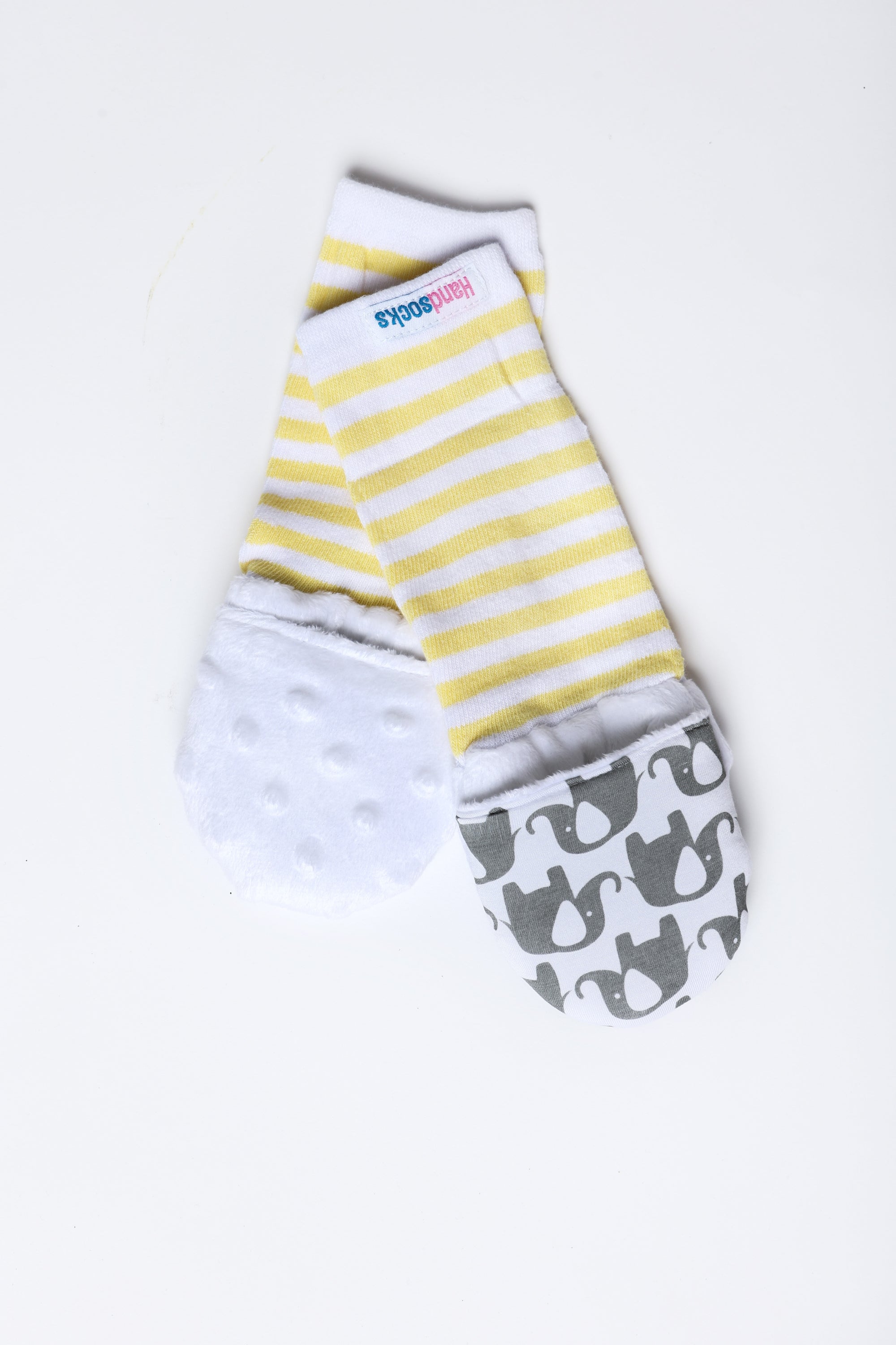 Handsocks 1003 OLIVIA (Elephants w/White) Plush Stay-On Strap-Free No-Scratch Warm Baby & Kid Mitten