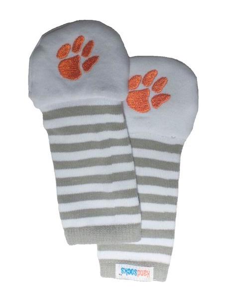 Handsocks 104XS CLEMSON (Logo) Plush Stay-On Strap-Free No-Scratch Warm Baby & Kid Mittens
