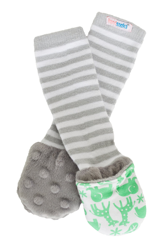 Handsocks 700 NEWTON (Jungle w/Grey) Plush Stay-On Strap-Free No-Scratch Warm Baby & Kid Mittens